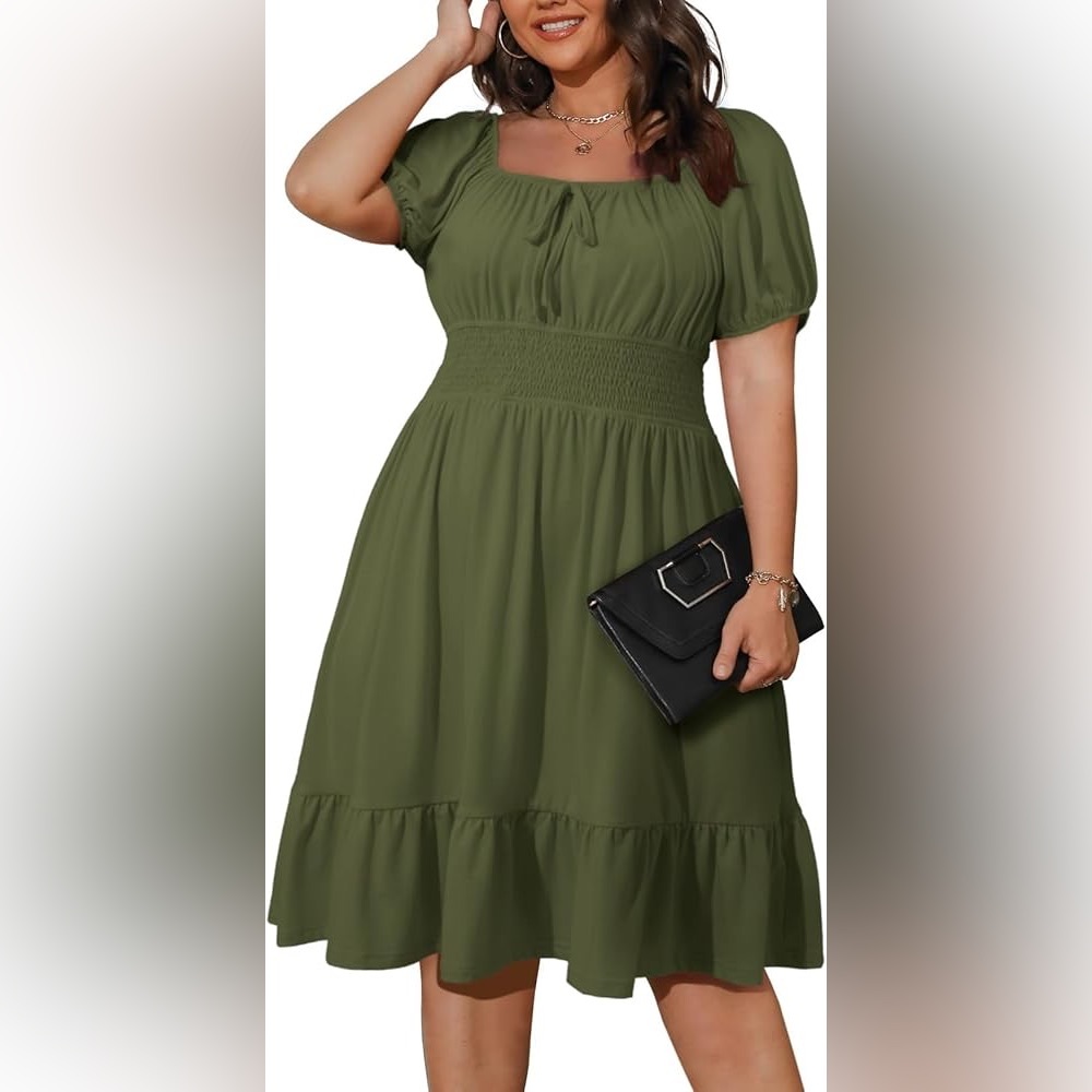🍓$5 Pick!🍓 NWOT Eytino Summer Short Sleeve Sweetheart Neck Casual Mini Dress